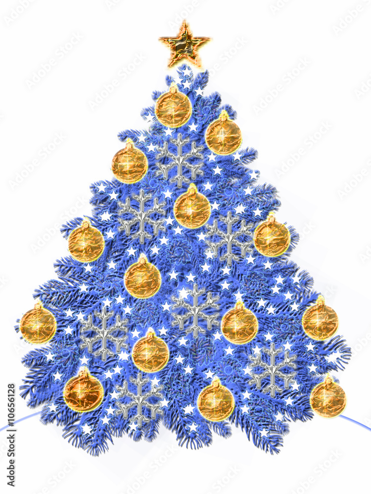 Weihnachtsbaum Blau Gold 1