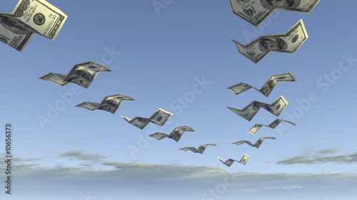 flock of dollar fly away