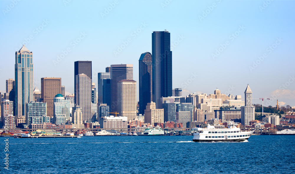 Seattle city skyline from across the water Seattle city skyline from across the water