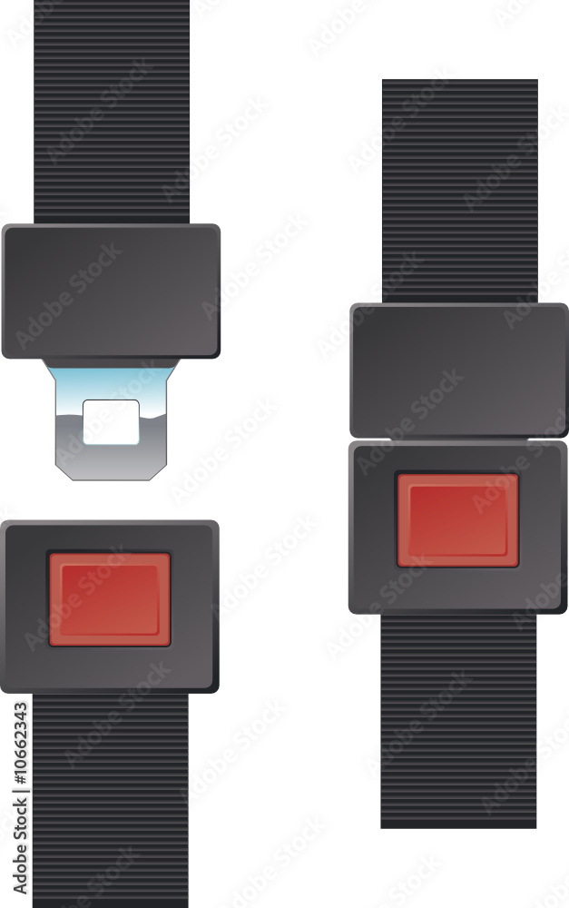 Seat Belt Buckle in buckled and unbuckled positions. Seat Belt Buckle in buckled and unbuckled positions.