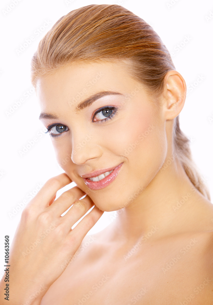 Portrait of beautiful blond woman isolated on white Portrait of beautiful blond woman isolated on white