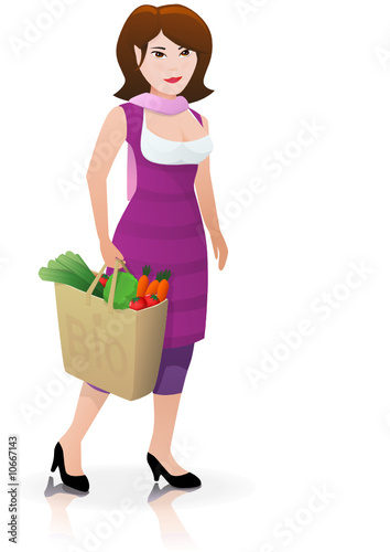 Mag et son panier bio (reflet)