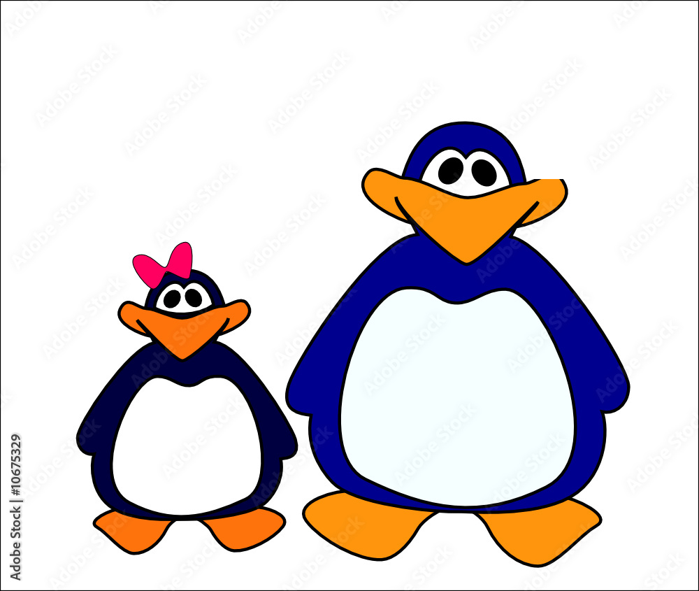 Obraz premium Pair of penguins friends on a white background