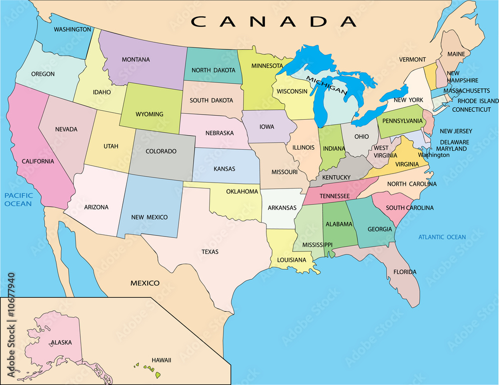Political map of USA