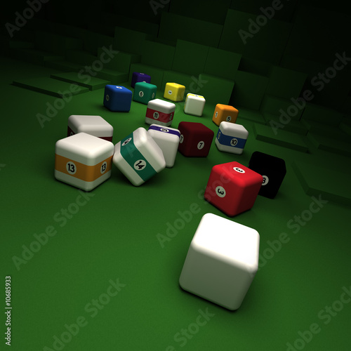 Billiards game with cubic cue ball 5
