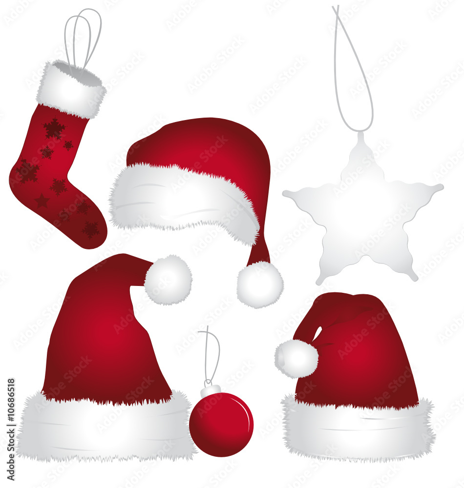 Santa caps vetor and isolated