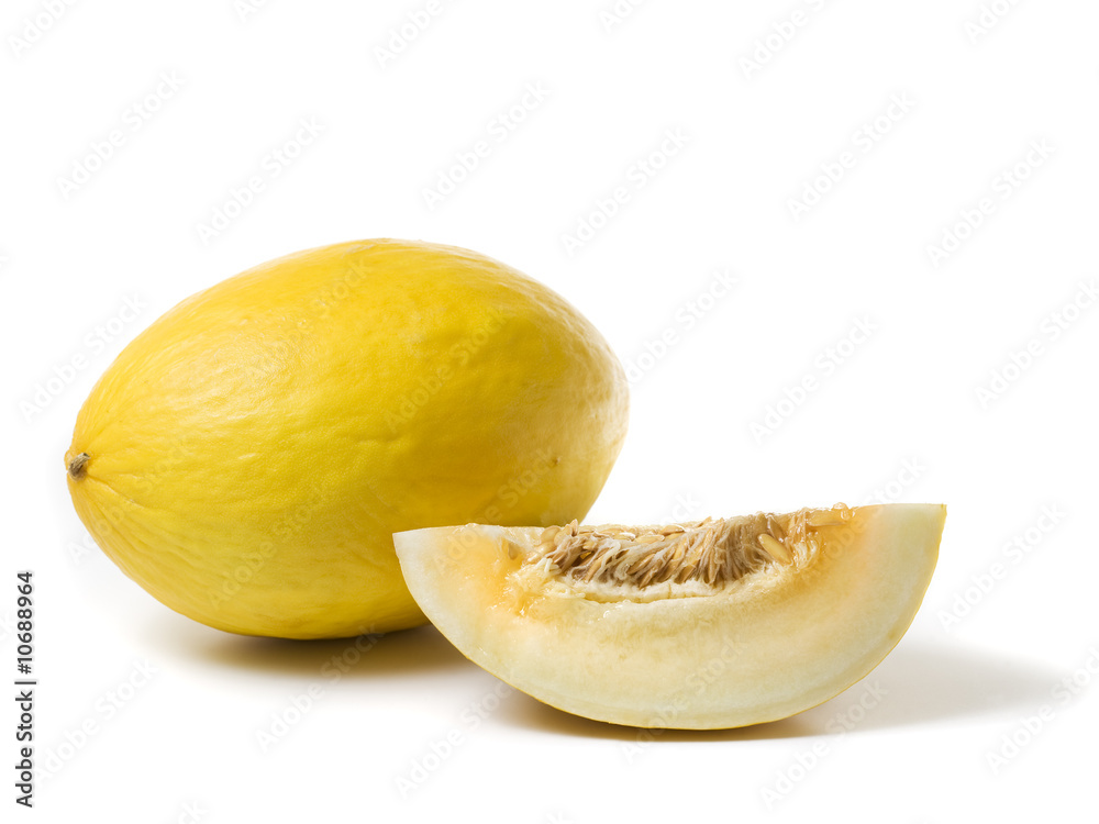 whole honeydew melon and slice