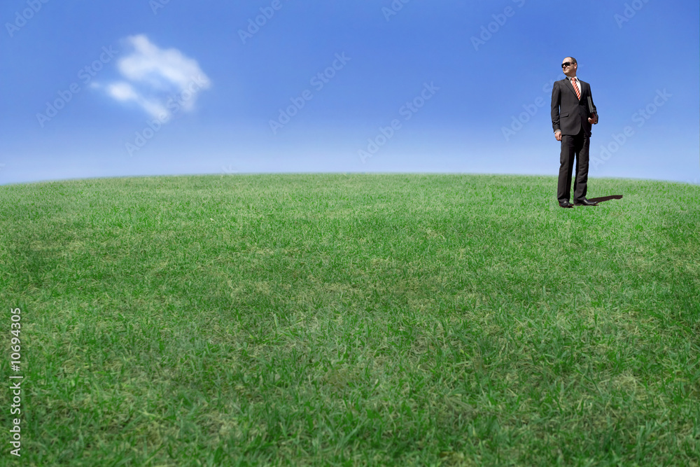 Businessman on a hill