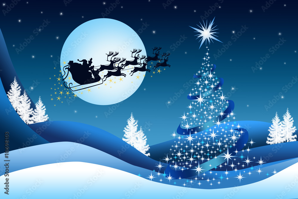 Blue Christmas background with Santa Claus Blue Christmas background with Santa Claus