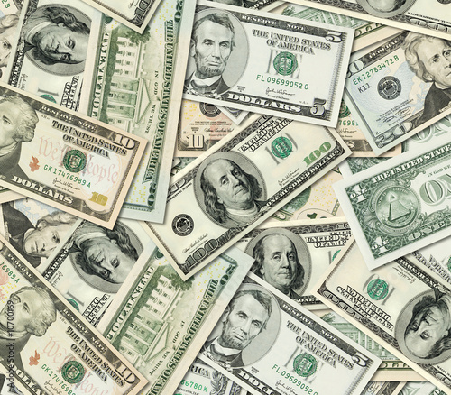 Pile of United States of America Dollar banknotes
