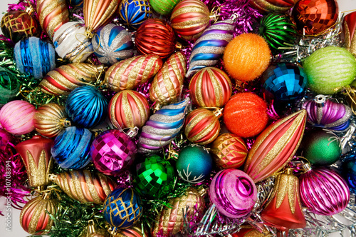 Colourful christmas decoration on a shiny background