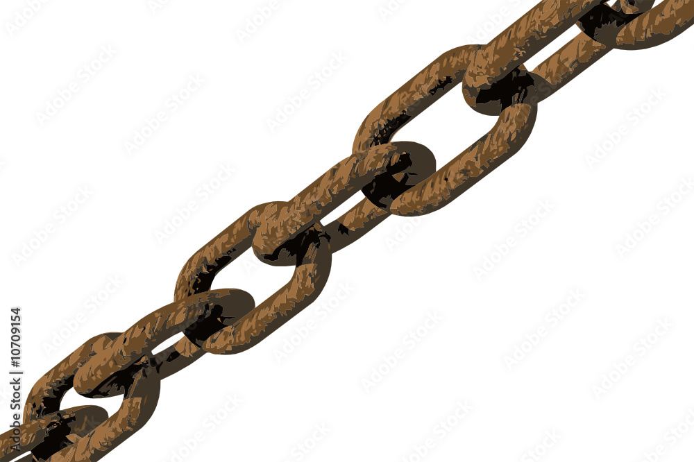 Rust chain in diagonal. Vector