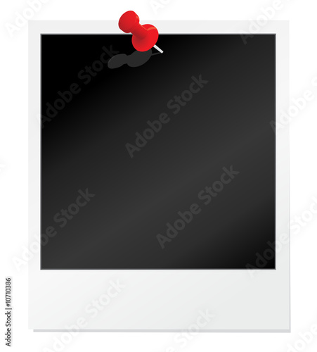 Polaroid photograph with push pin and shadows