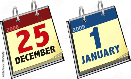 calendar vith christmas and new year date