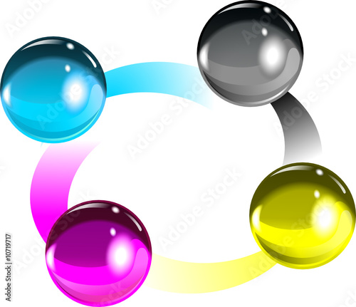 CMYK 3D balls in vector