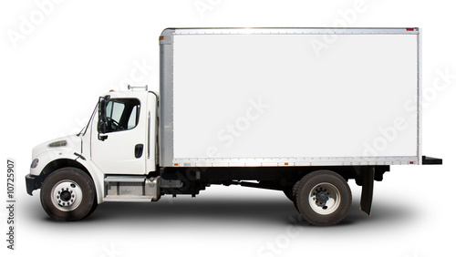 White Delivery Truck Side View