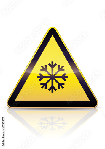 Panneau de danger neige (reflet)