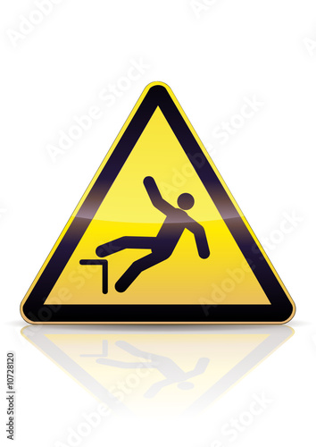 Panneau de danger chute (reflet)