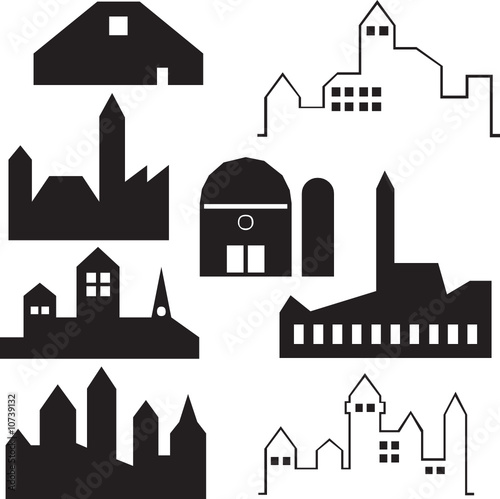 Industrial buildings silhouettes vector