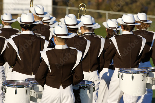 High school marching band leaving the field