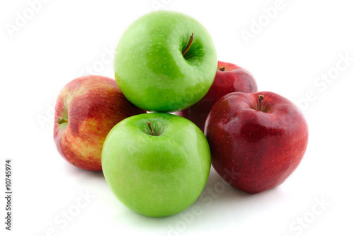 Red and green apples isolated on white