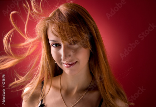 Sexy girl with flying hair