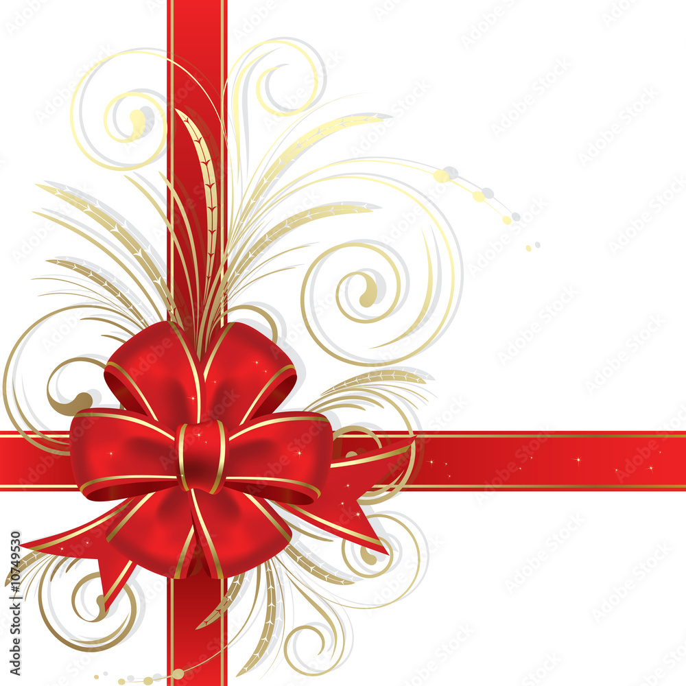 Red christmas bow on a white background Red christmas bow on a white background