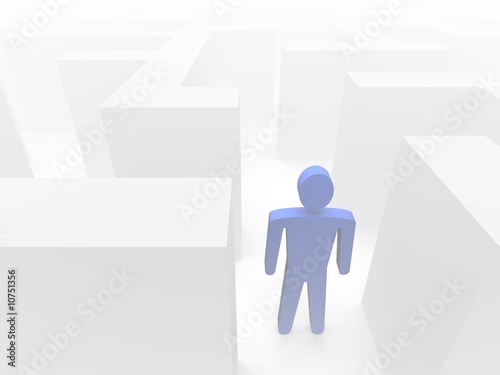 Person entering labyrinth. 3d rendered image. photo