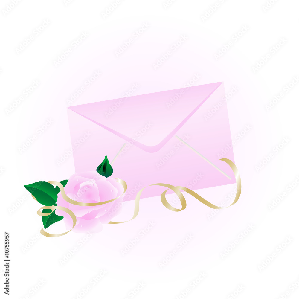 Rosy envelope with the rose Rosy envelope with the rose