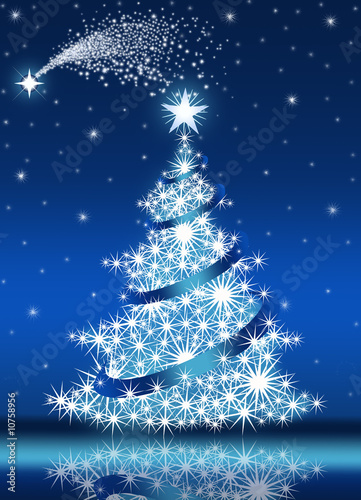 Blue Christmas Tree with stars photo