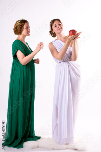 Two ladies and one apple