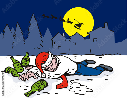 Drunk man in santa hat