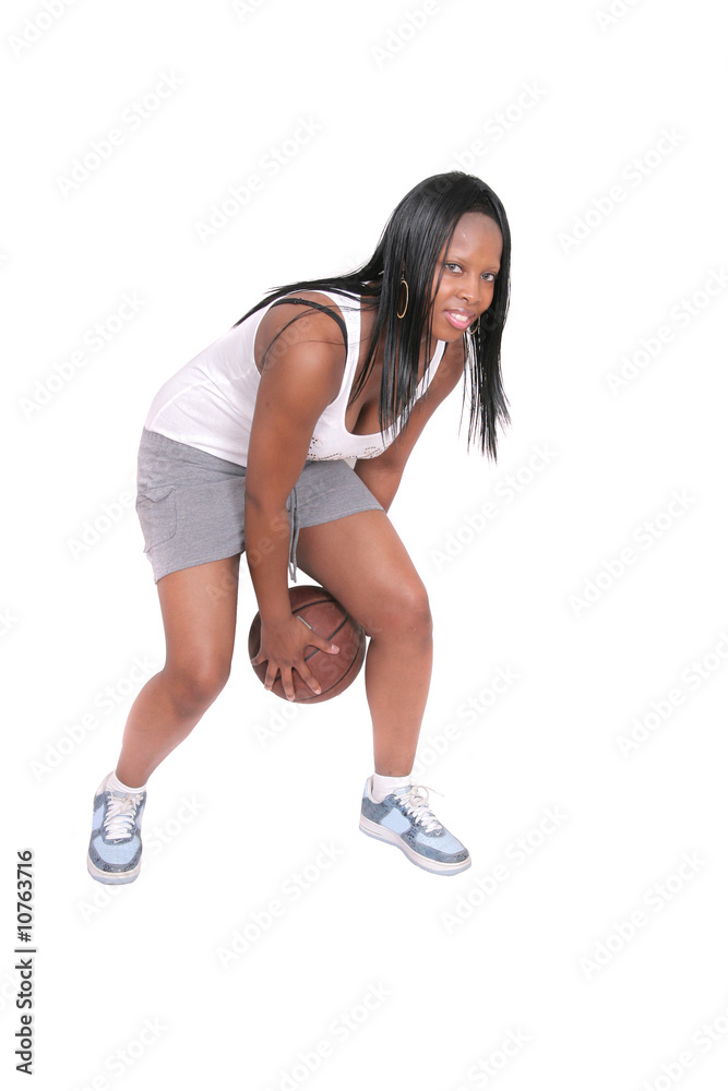 woman playing basketball