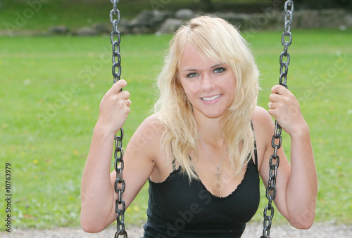 blonde on swing