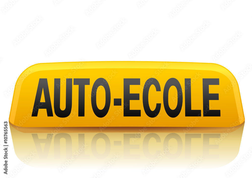 Enseigne d'auto-école jaune et noire (reflet) Enseigne d'auto-école jaune et noire (reflet)