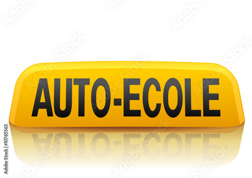 Enseigne d'auto-école jaune et noire (reflet)