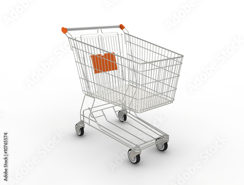 Shopping cart. 3D generated image.