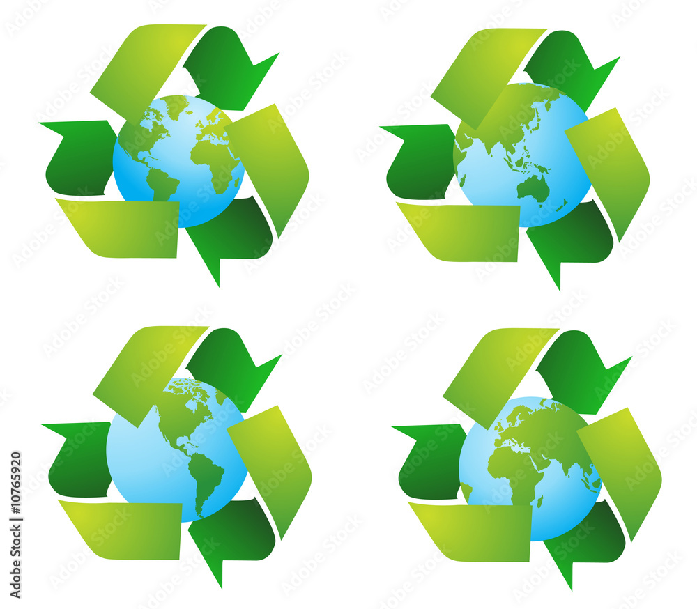 Obraz premium World globe with recycle signs vector