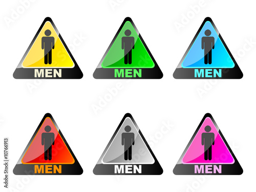men toilet label different colors vector illustration