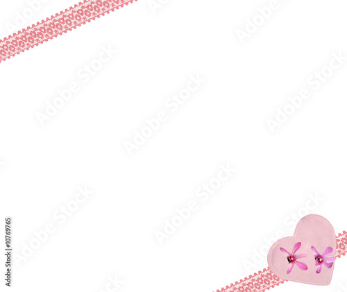 cadre dentelle et coeur rose