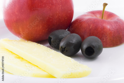 Obraz na płótnie Apple Cheese and Olive Snack