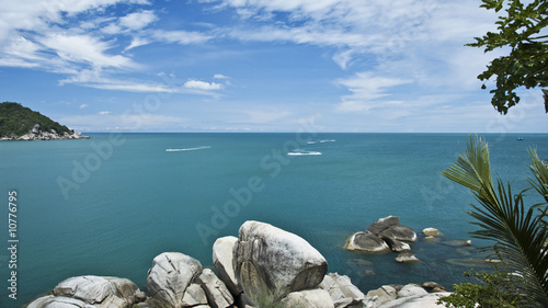 Green sea and rocks