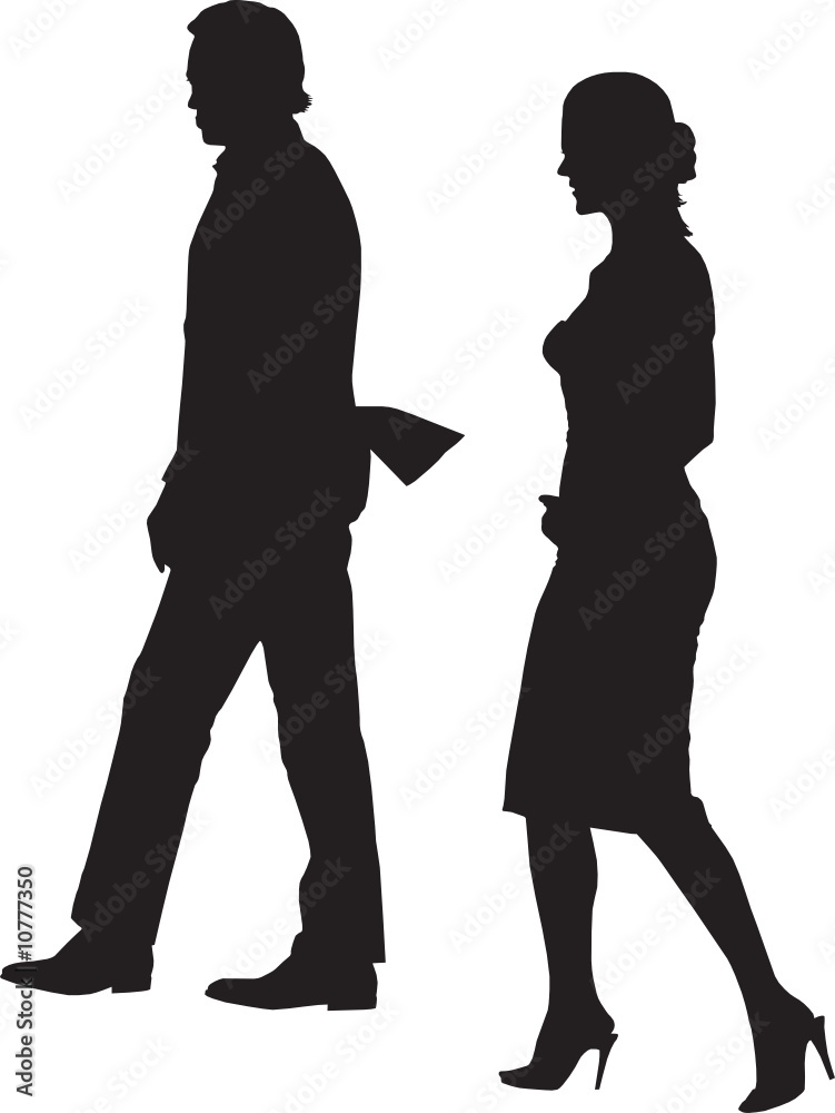 Walking couple silhouette vector