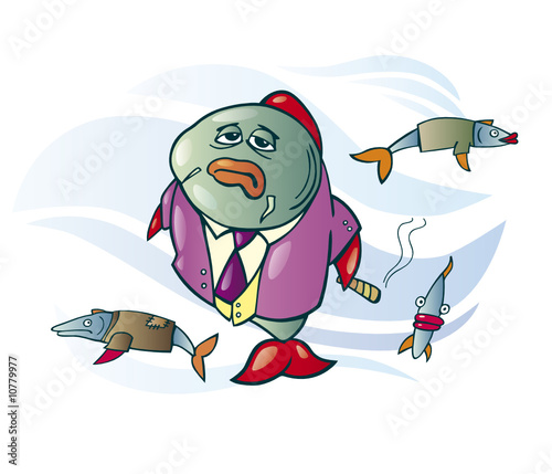 cartoon illustration of big fish