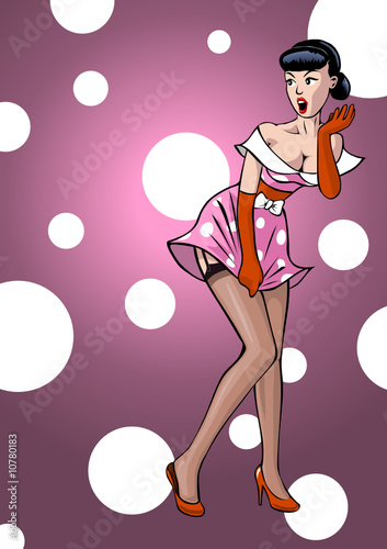 Pinup girl, zu kurzes Kleid, zu heftiger Wind