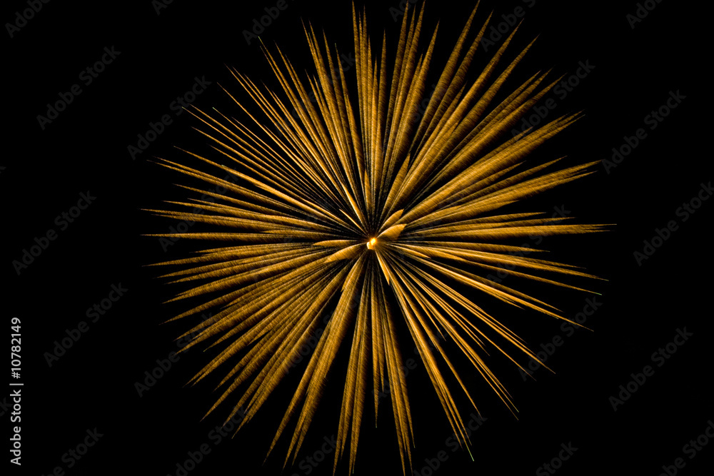 single-burst fireworks with straight radial light streaks