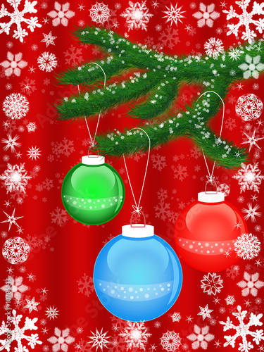 Green branch with Xmas balls