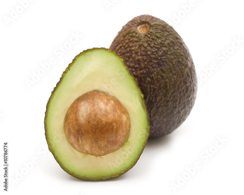 slice avocado on white background