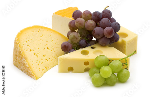 cheese assortment on white background