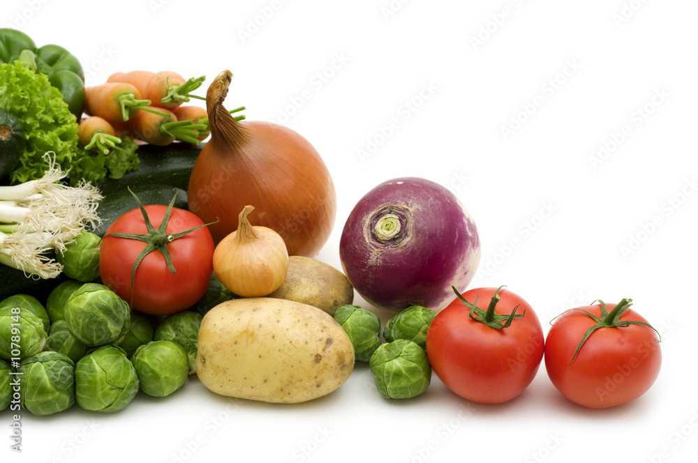 fresh vegetables on white background